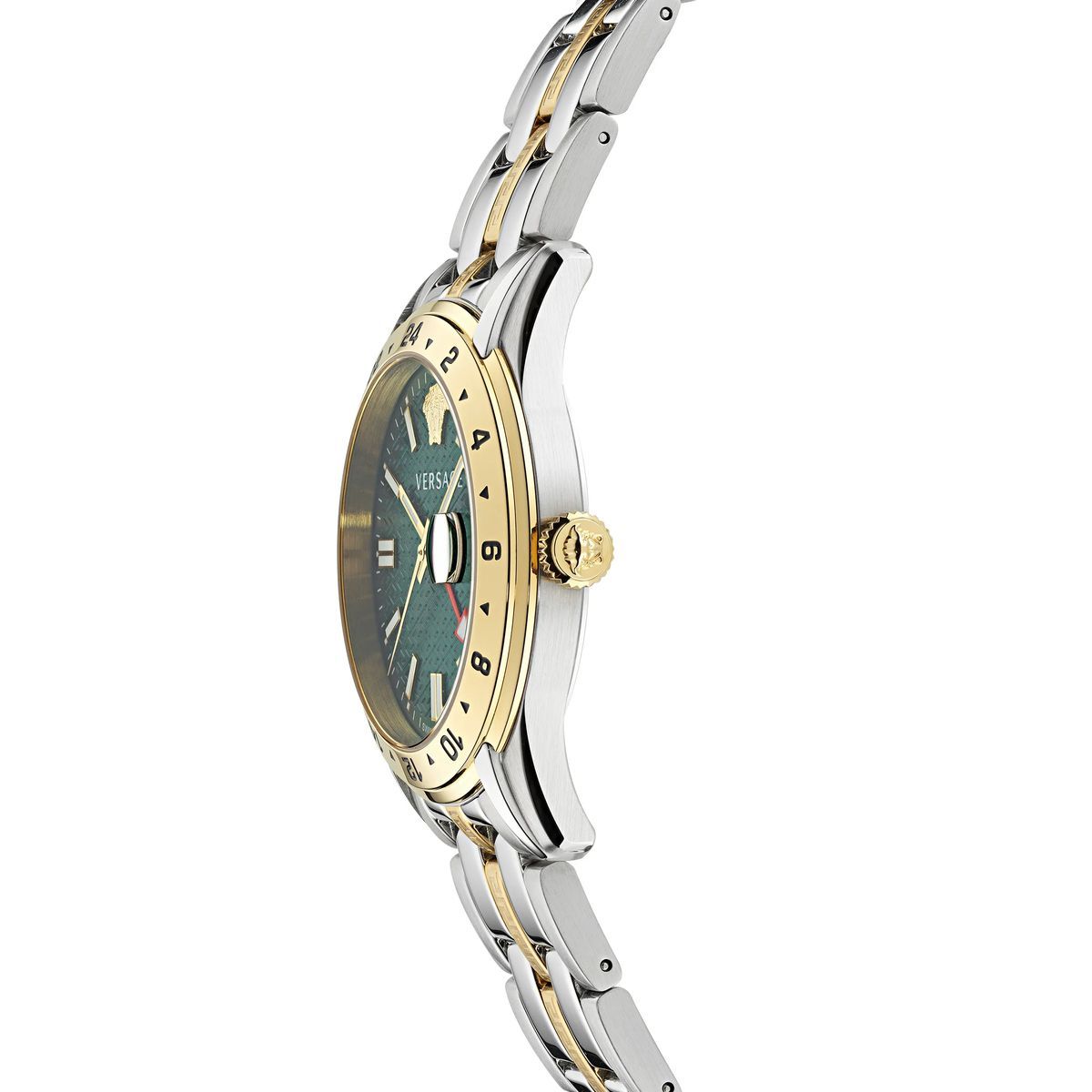 Zweifarbige GMT-Uhr mit grünem Zifferblatt