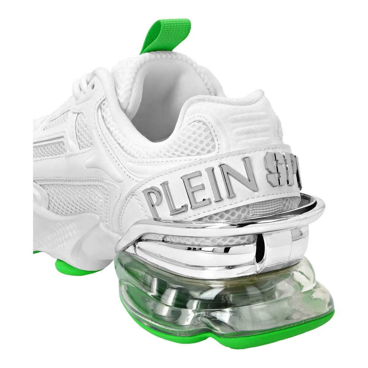 Klobiger weißer Laufschuh mit Akzenten