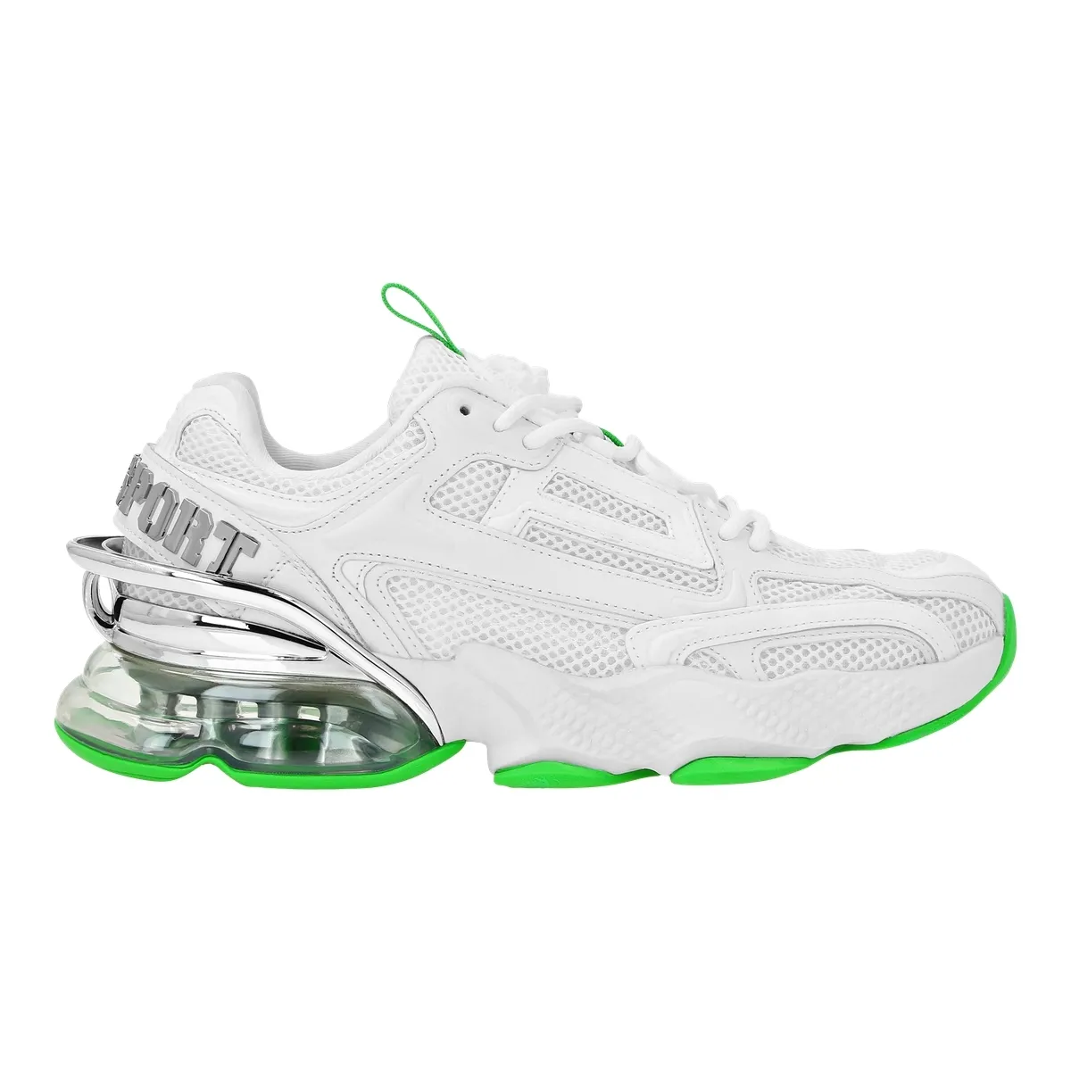 Klobiger weißer Laufschuh mit Akzenten