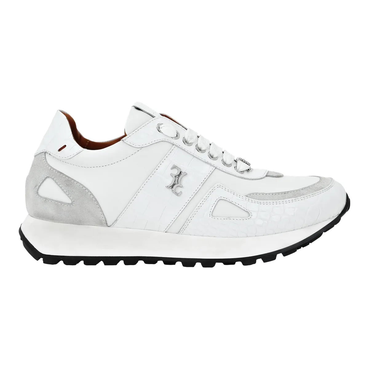 Weißer Leder Low-Top Trainer Sneaker