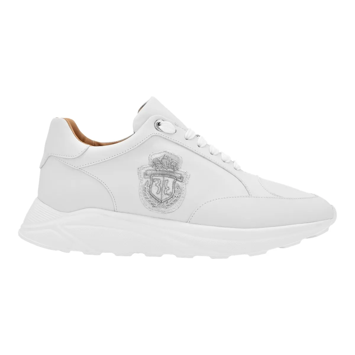 Leder-Sneaker mit Wappen-Verzierung