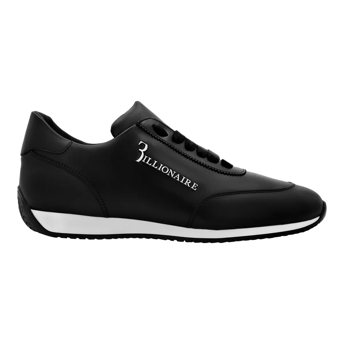 Eleganter schwarzer Leder-Low-Top-Sneaker