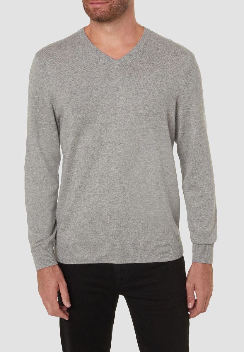 Herren Kaschmir-Mix Pullover mit V-Ausschnitt
