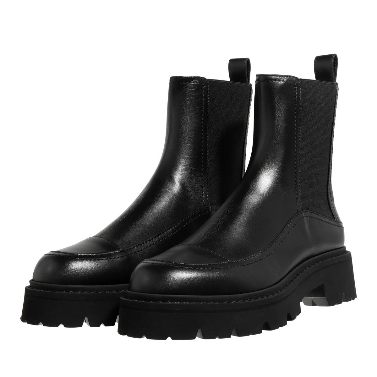 Schwarze Leder-Plateau-Chelsea-Boots