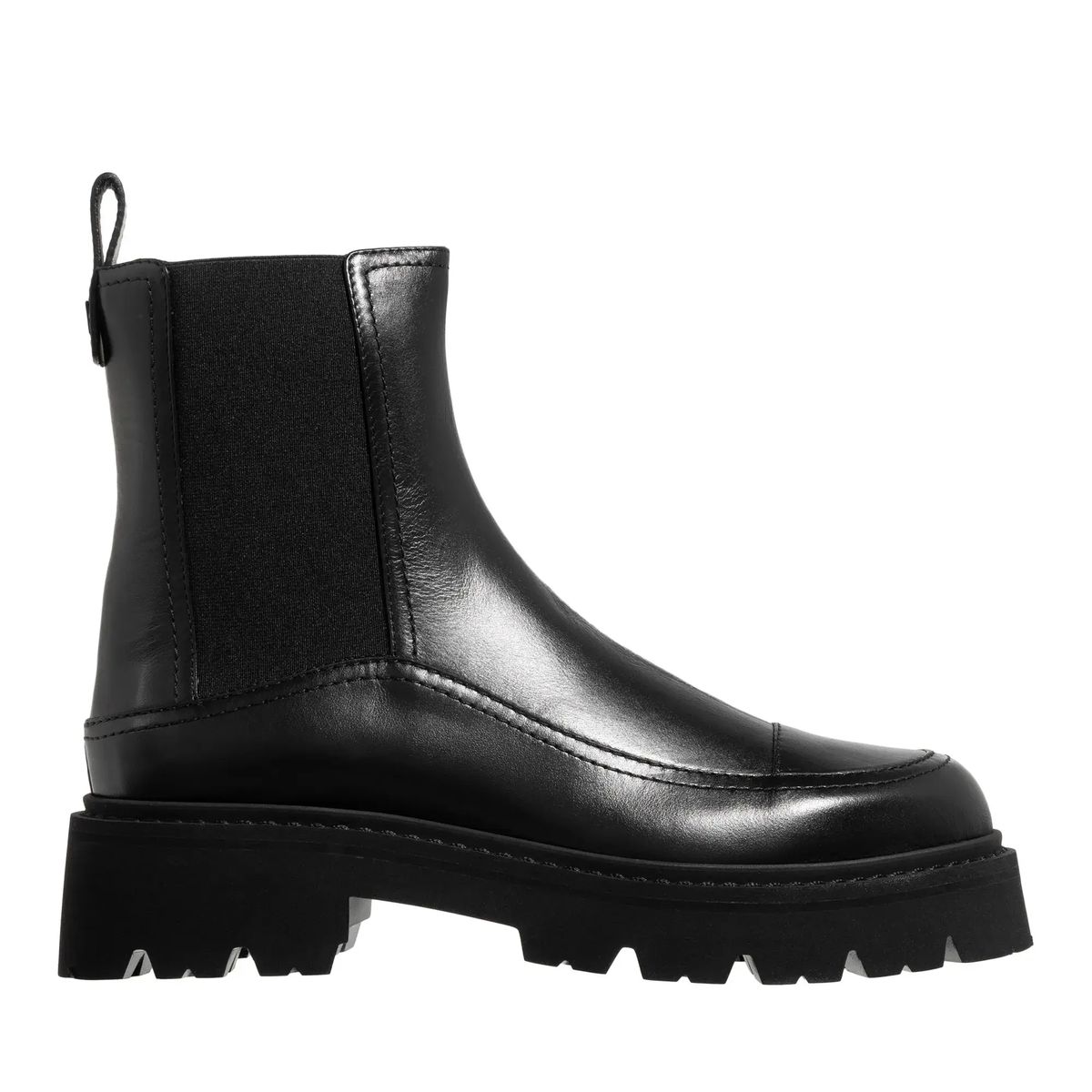 Schwarze Leder-Plateau-Chelsea-Boots
