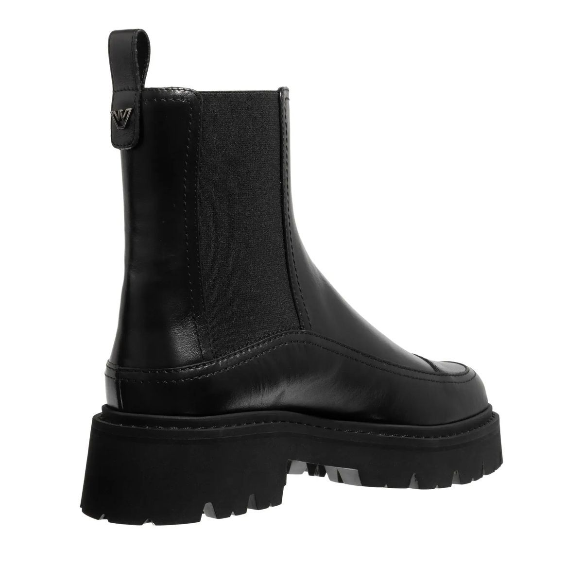 Schwarze Leder-Plateau-Chelsea-Boots