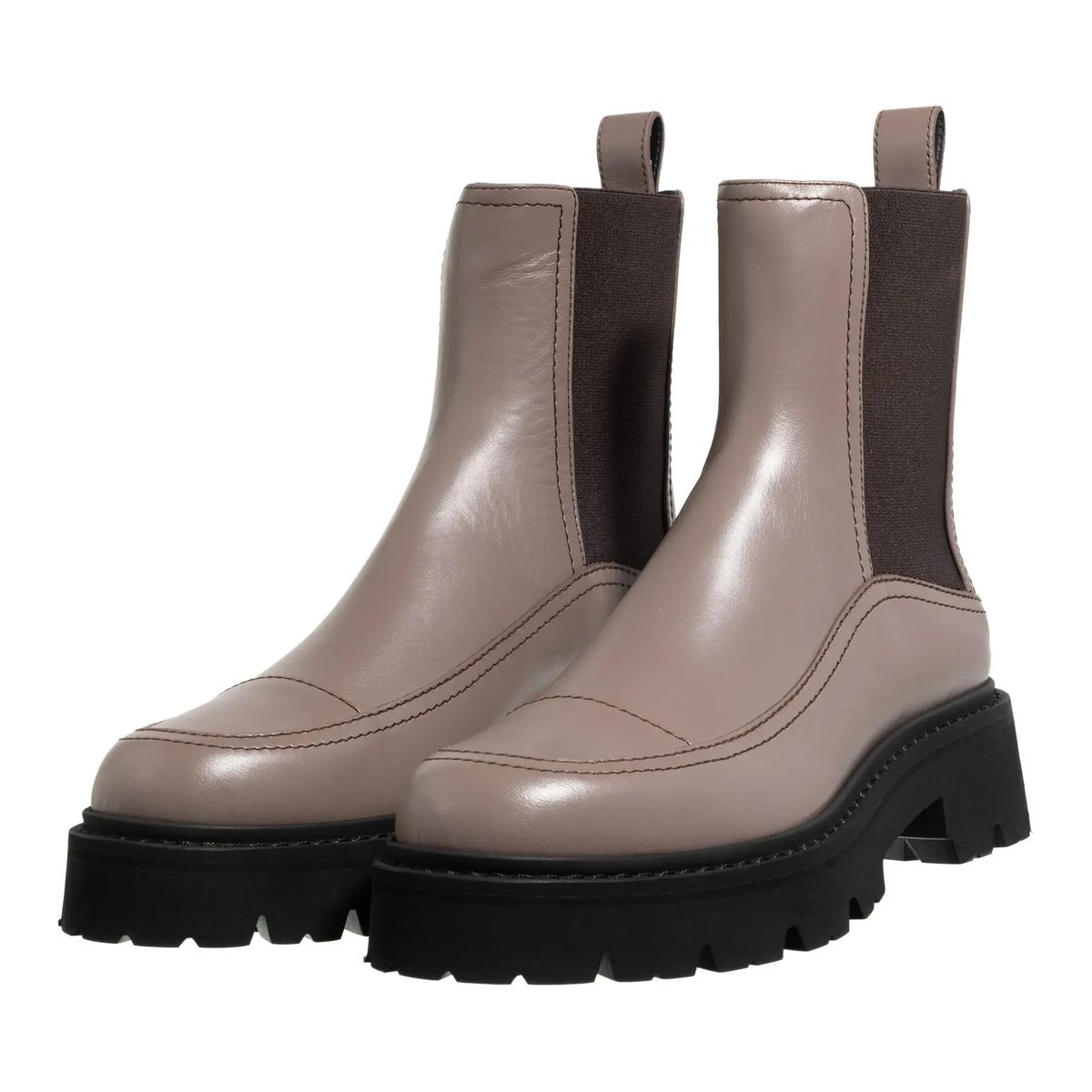 Taupefarbene Chelsea Boots aus Leder
