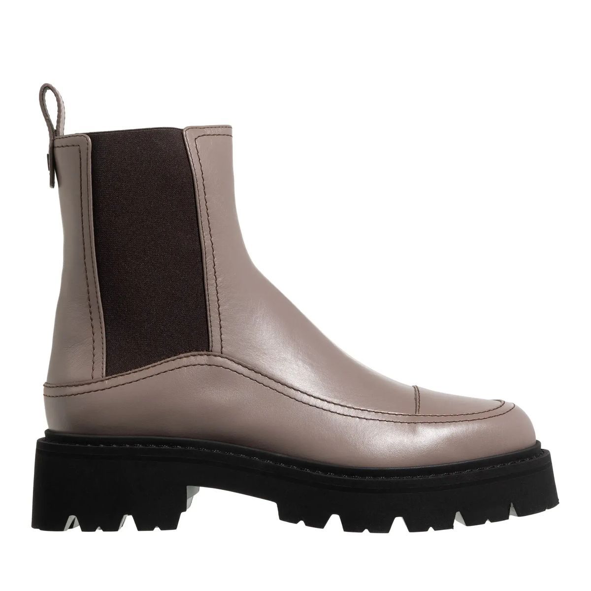 Taupefarbene Chelsea Boots aus Leder
