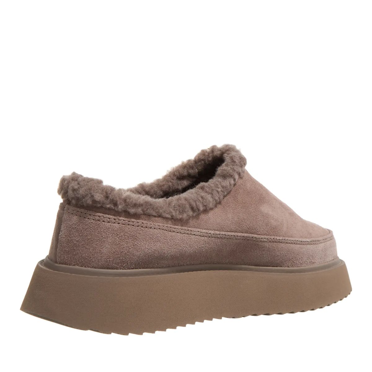 Wildleder Pantoletten mit Shearling-Besatz