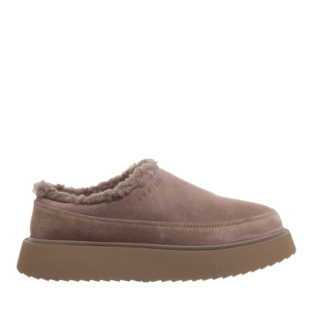 Wildleder Pantoletten mit Shearling-Besatz