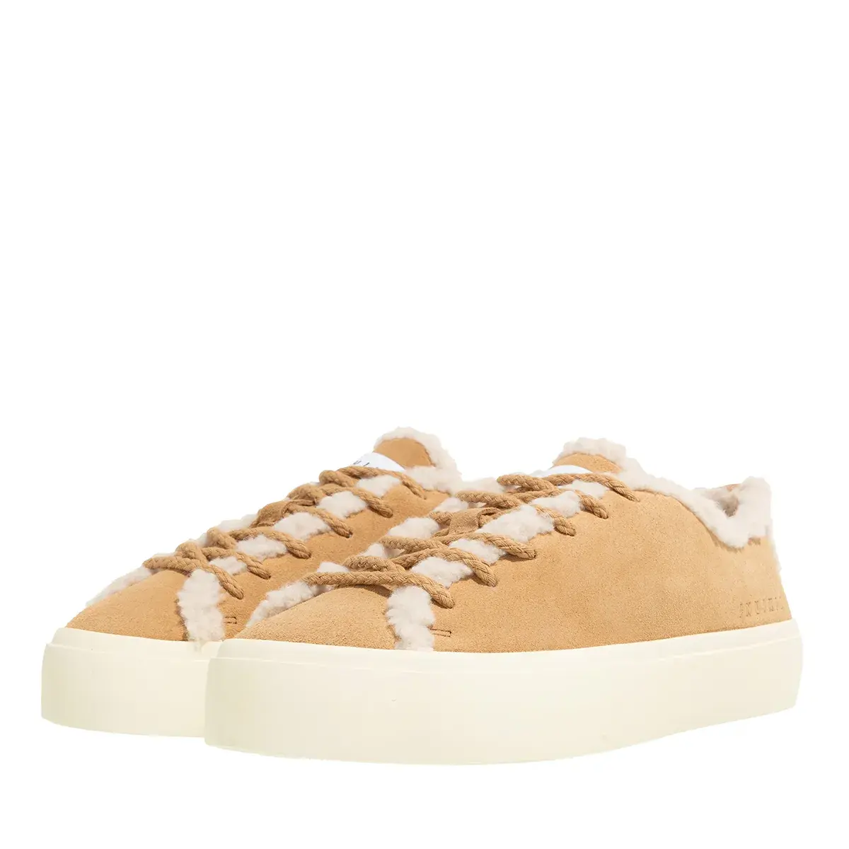Sneaker aus Wildleder mit Shearling-Besatz