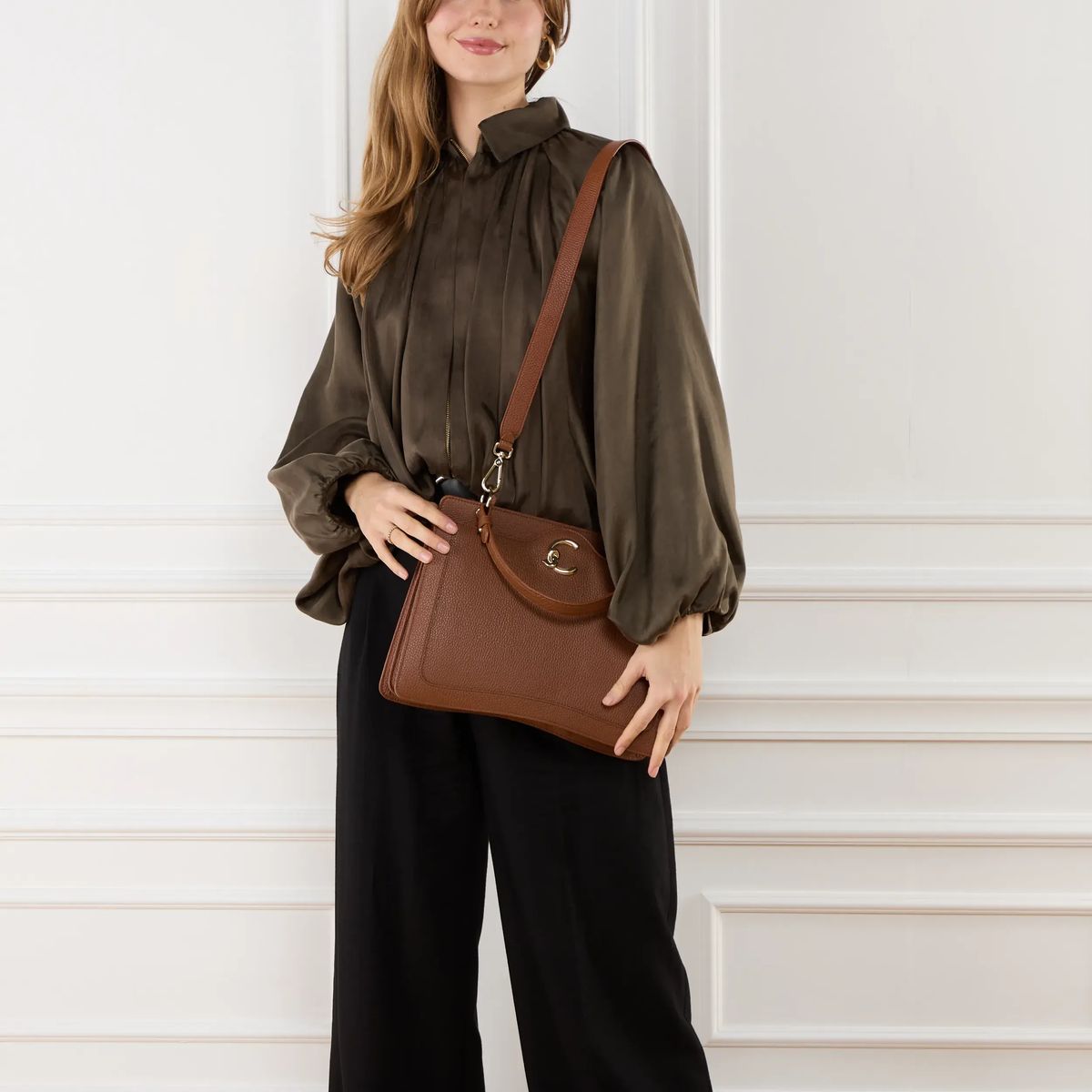 Leder Henkeltasche mit Schulterriemen