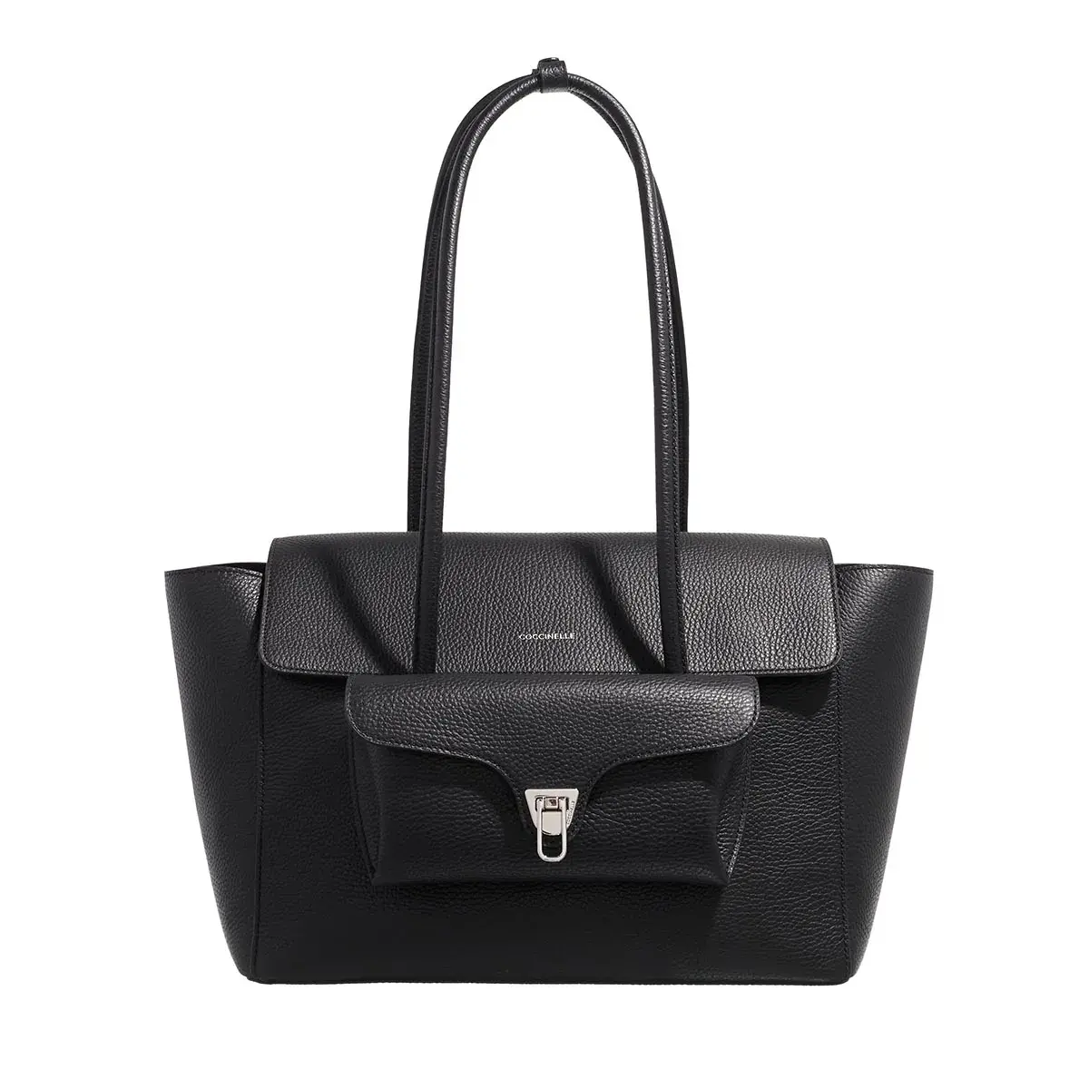 Strukturierte Leder-Tote Bag mit Drehverschluss