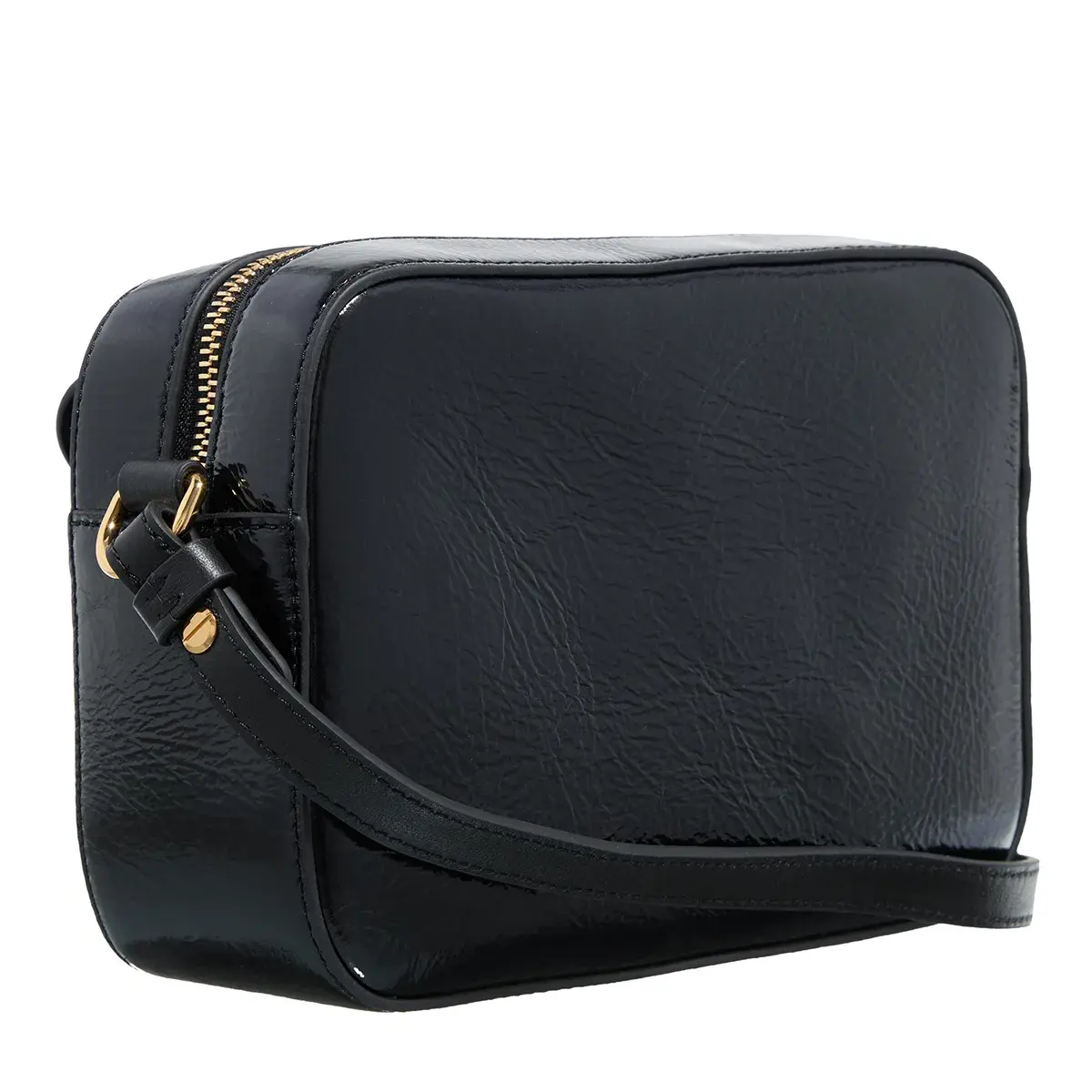 Glänzende Leder Crossbody Kameratasche
