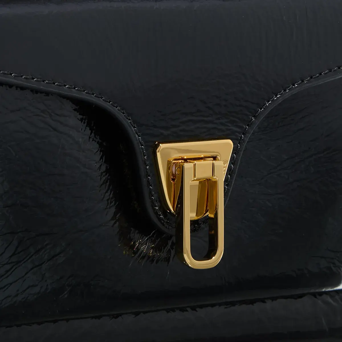 Glänzende Leder Crossbody Kameratasche