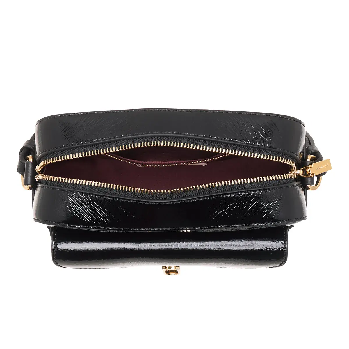 Glänzende Leder Crossbody Kameratasche