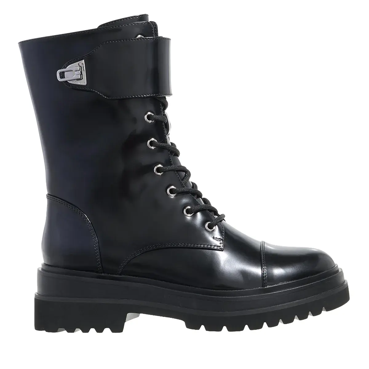Plateau-Schnürstiefel mit Schnalle