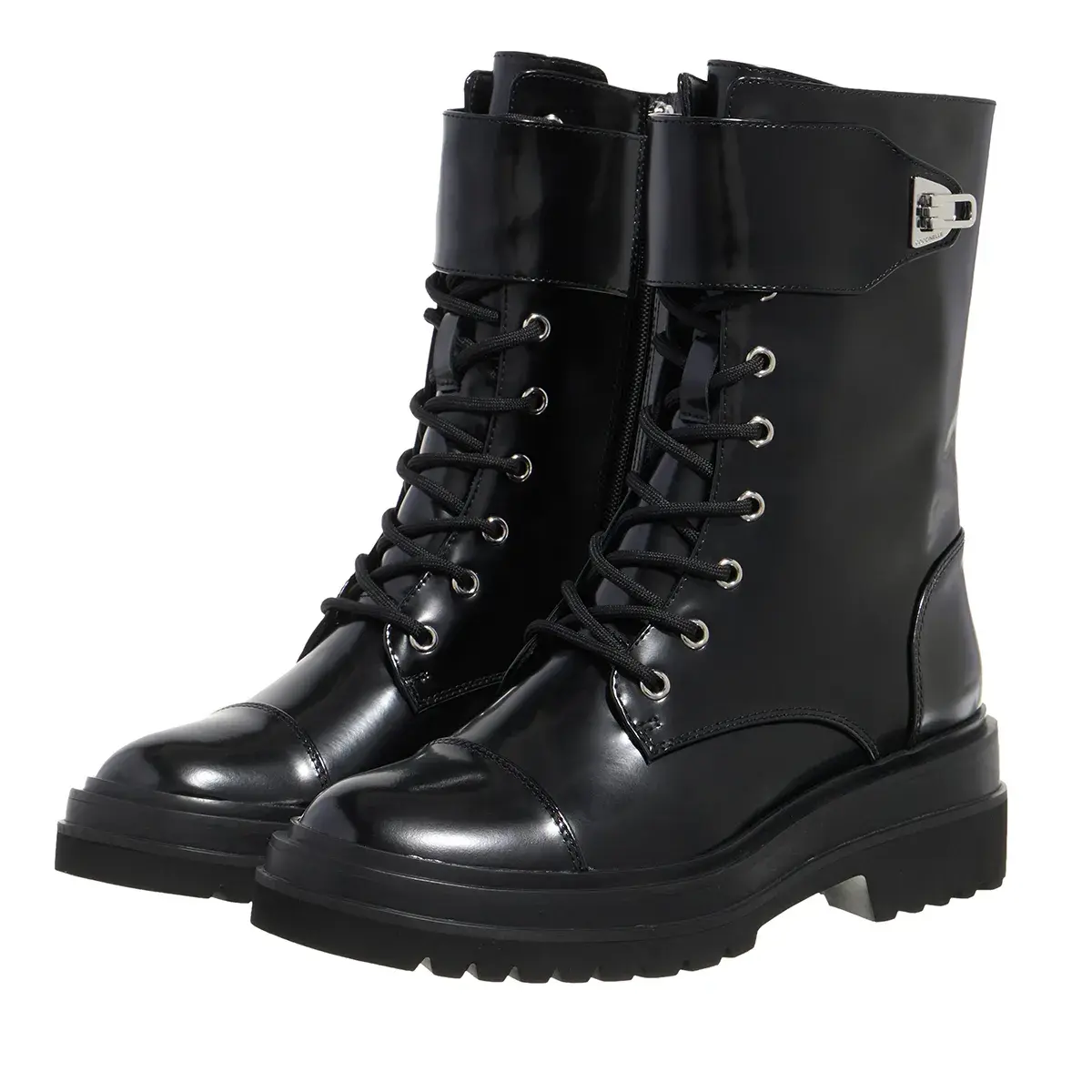 Plateau-Schnürstiefel mit Schnalle