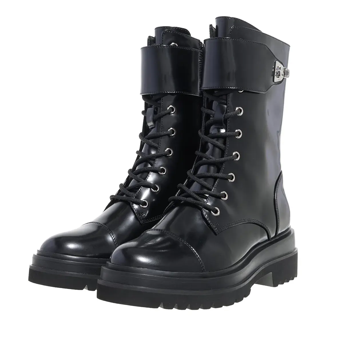 Plateau-Schnürstiefel mit Schnalle