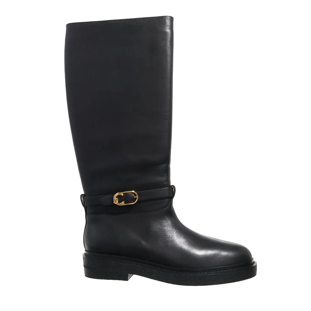 Schwarze Kniehohe Reitstiefel aus Leder