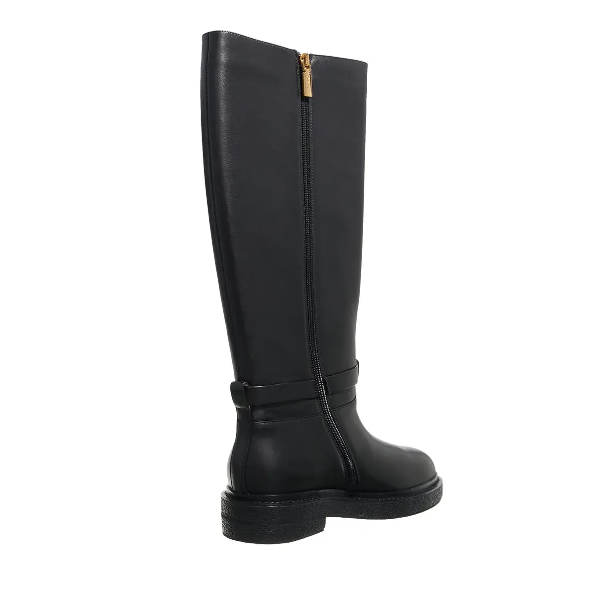 Schwarze Kniehohe Reitstiefel aus Leder