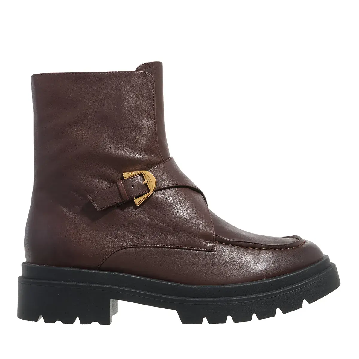 Leder- Stiefelette mit Schnallenakzent
