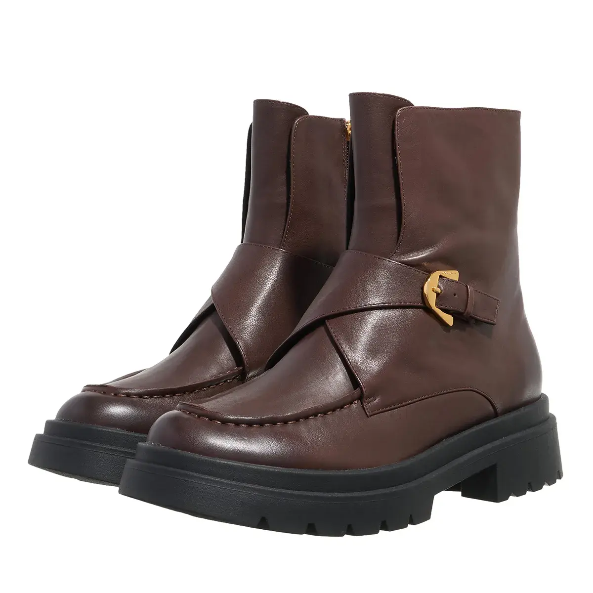 Leder- Stiefelette mit Schnallenakzent