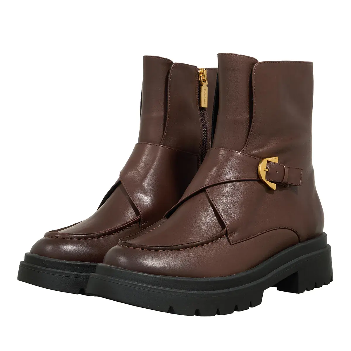 Leder- Stiefelette mit Schnallenakzent