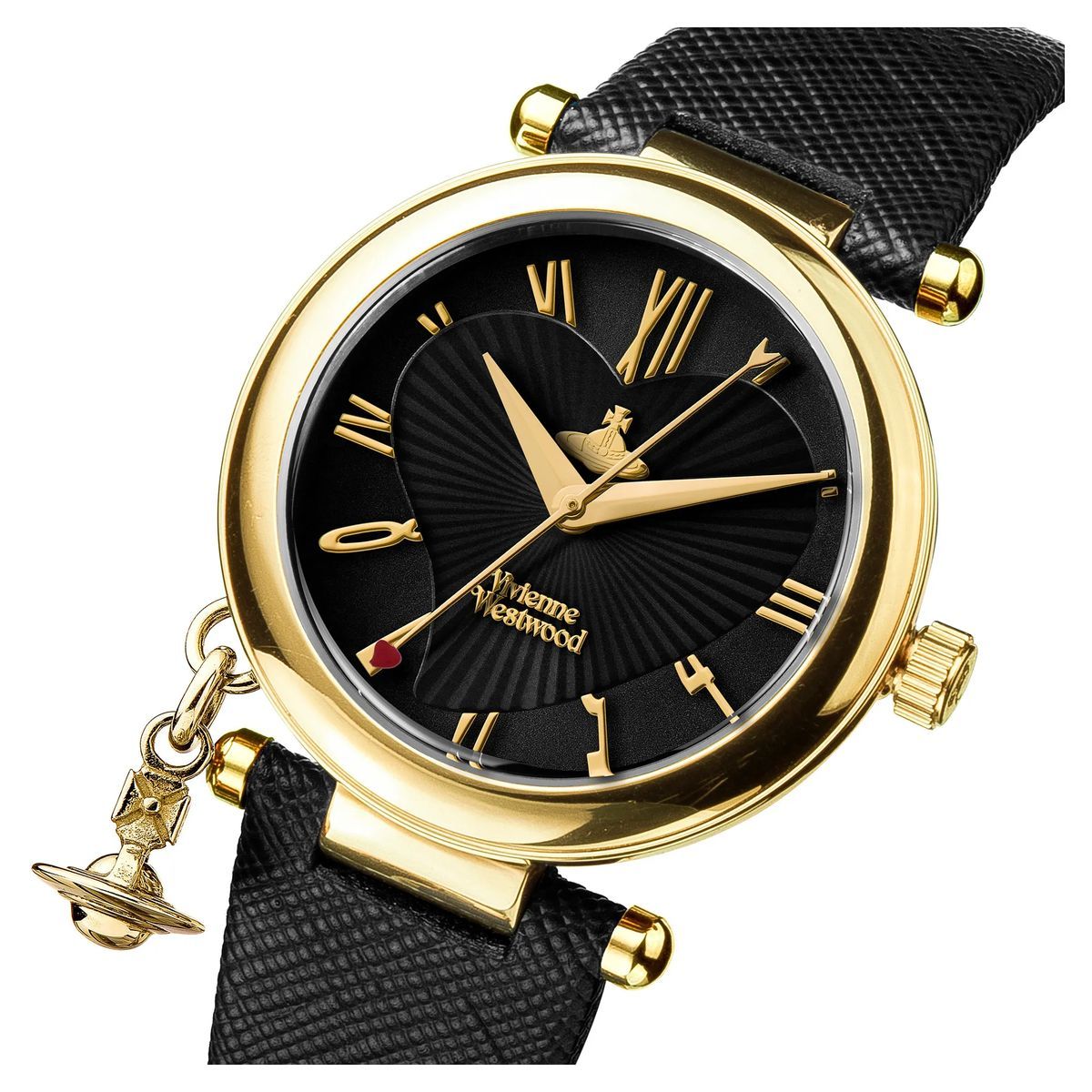 Elegante goldfarbene Uhr mit schwarzem Zifferblatt