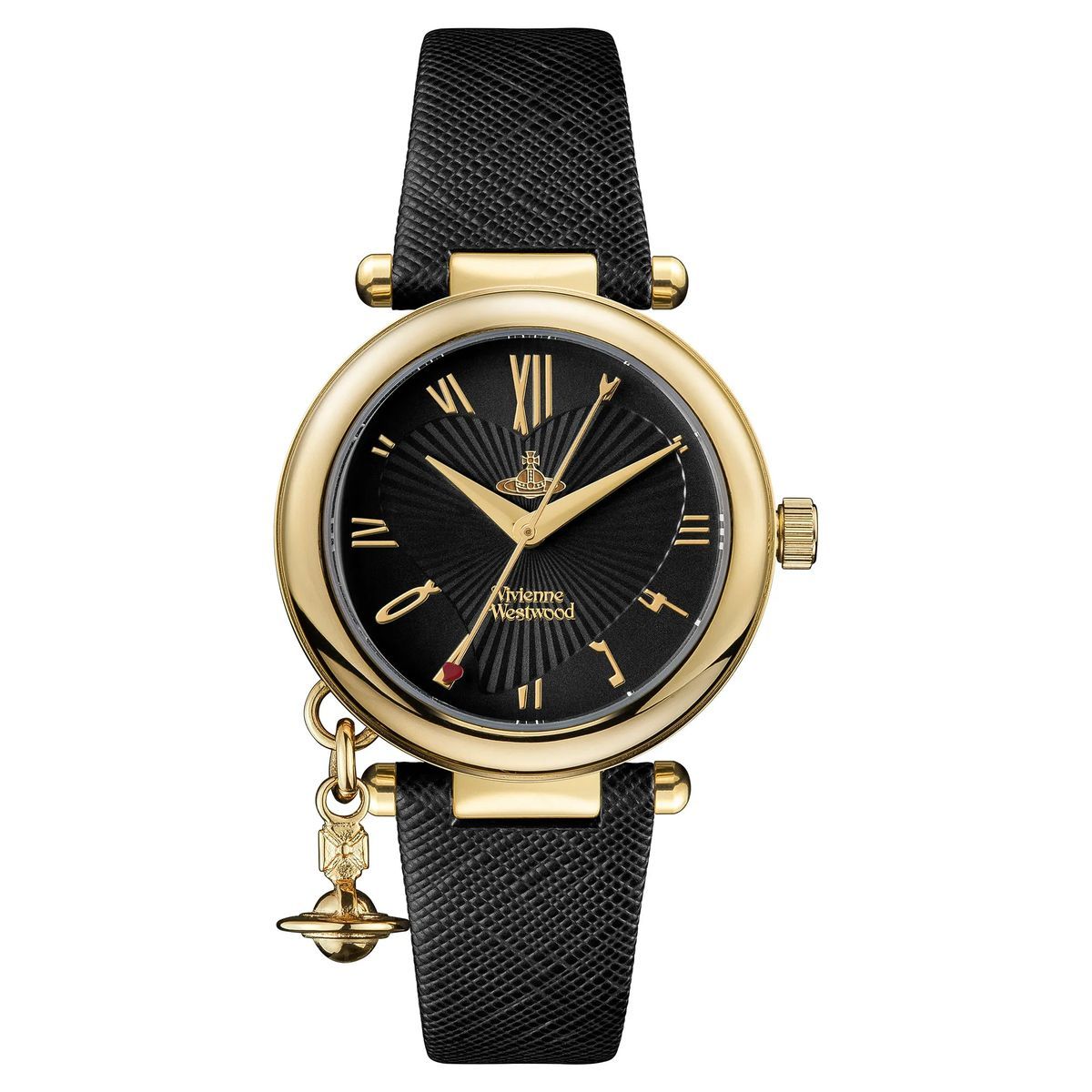 Elegante goldfarbene Uhr mit schwarzem Zifferblatt