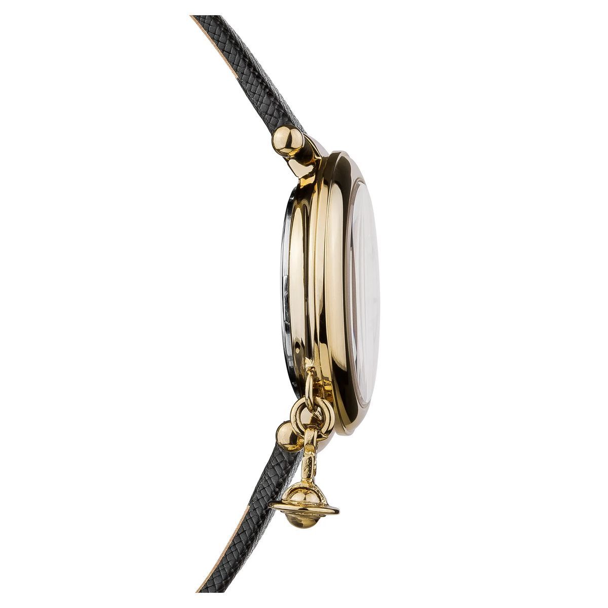 Elegante goldfarbene Uhr mit schwarzem Zifferblatt