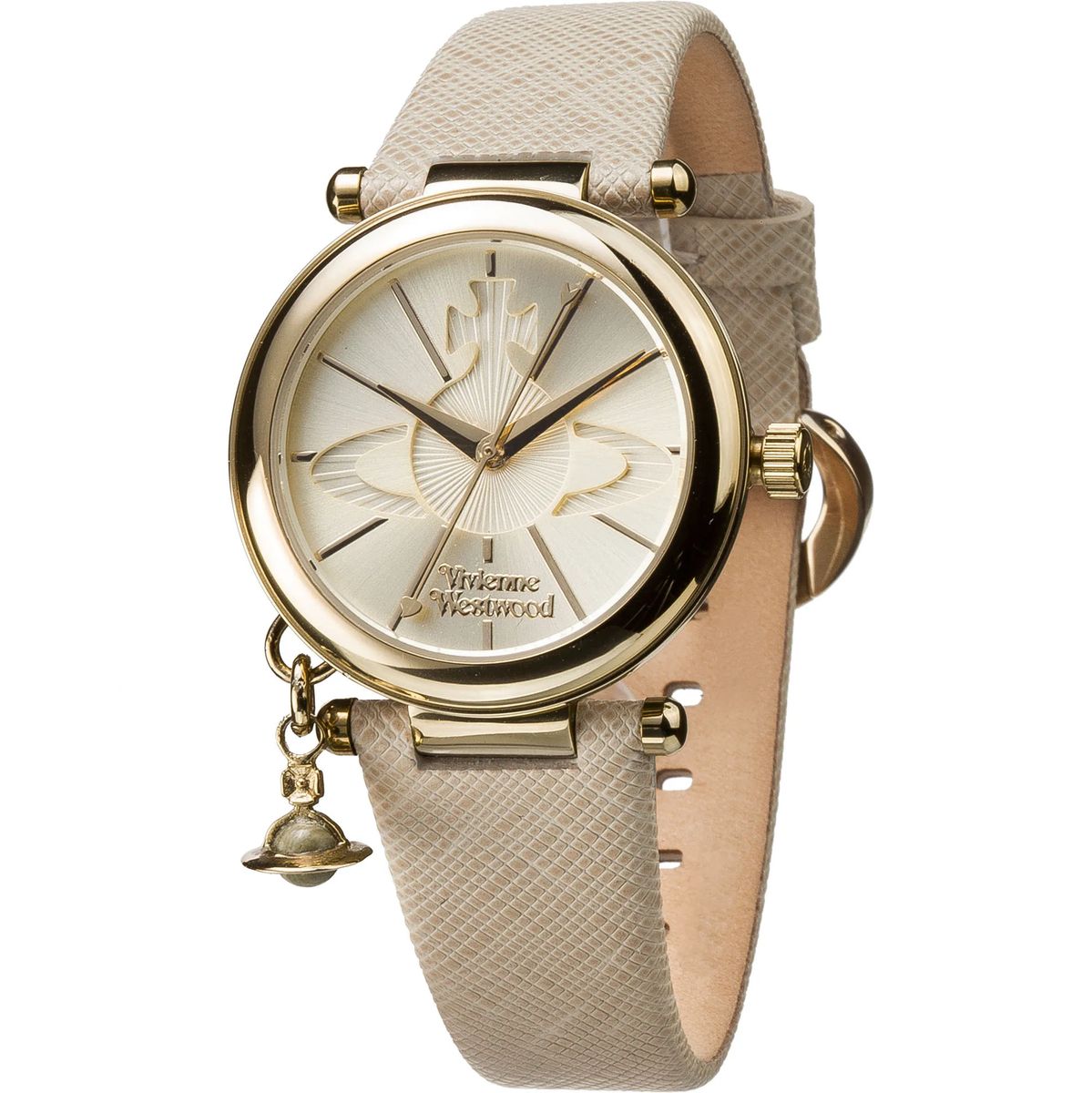 Goldfarbene Damen Lederarmbanduhr
