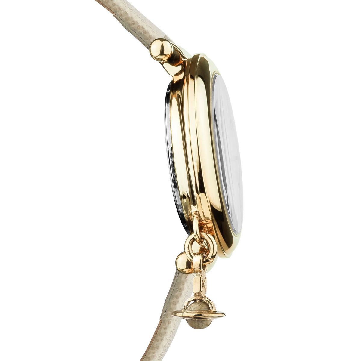 Goldfarbene Damen Lederarmbanduhr