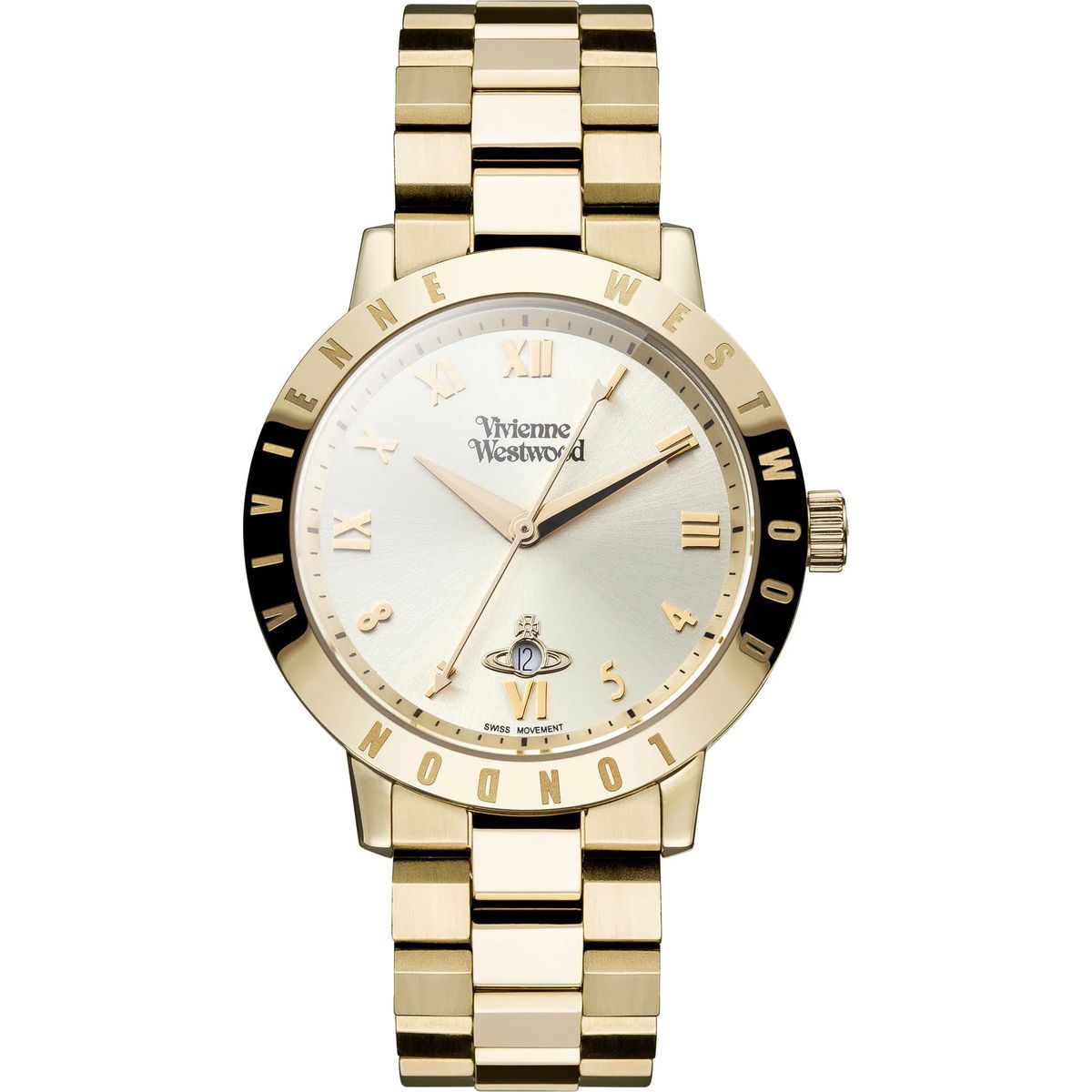 Goldfarbene Bloomsbury Uhr aus Edelstahl