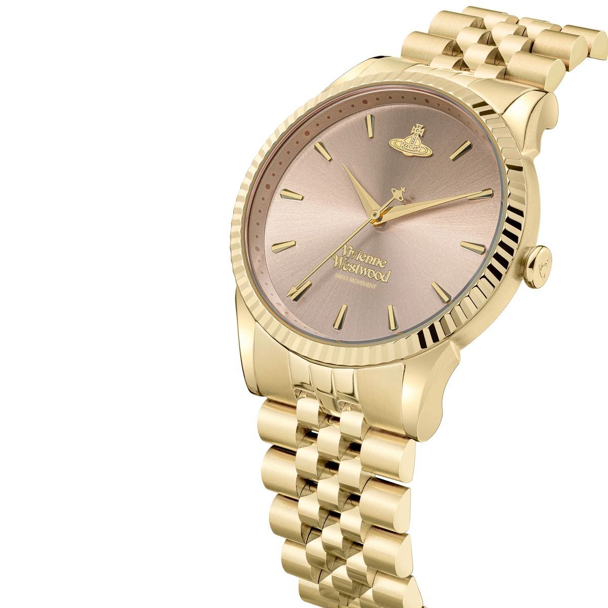 Elegante goldfarbene Uhr mit Champagner-Zifferblatt