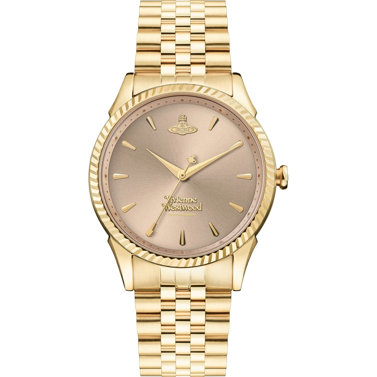 Elegante goldfarbene Uhr mit Champagner-Zifferblatt