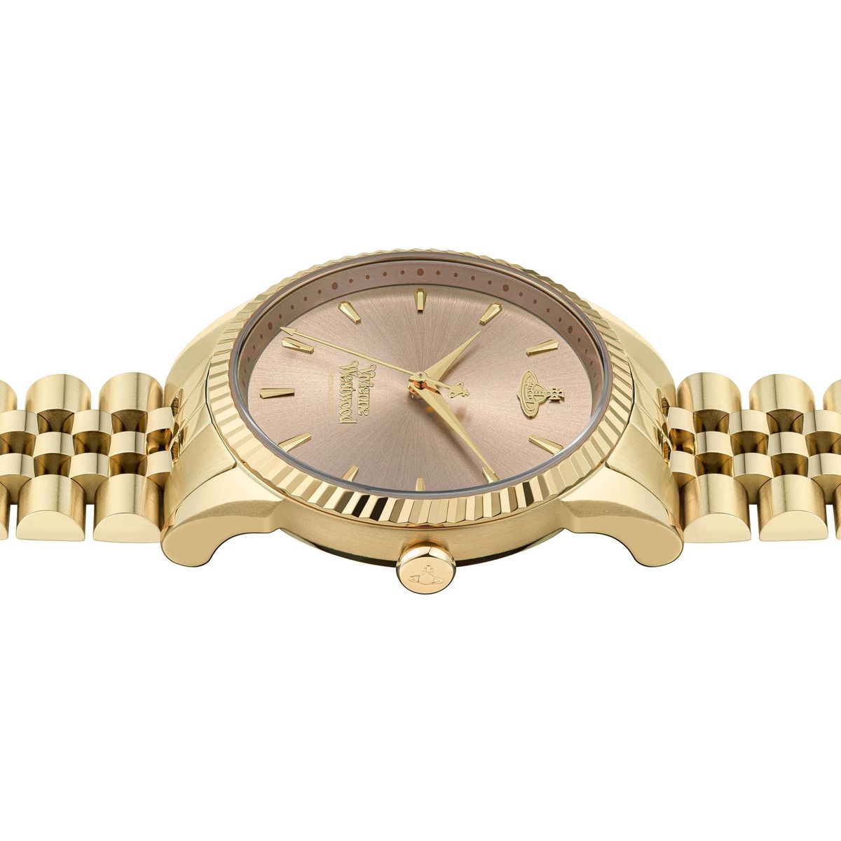Elegante goldfarbene Uhr mit Champagner-Zifferblatt