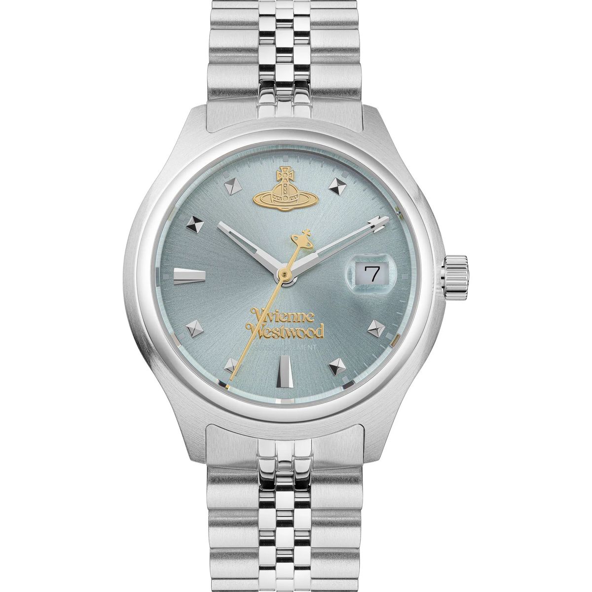 Elegante silberfarbene analoge Armbanduhr