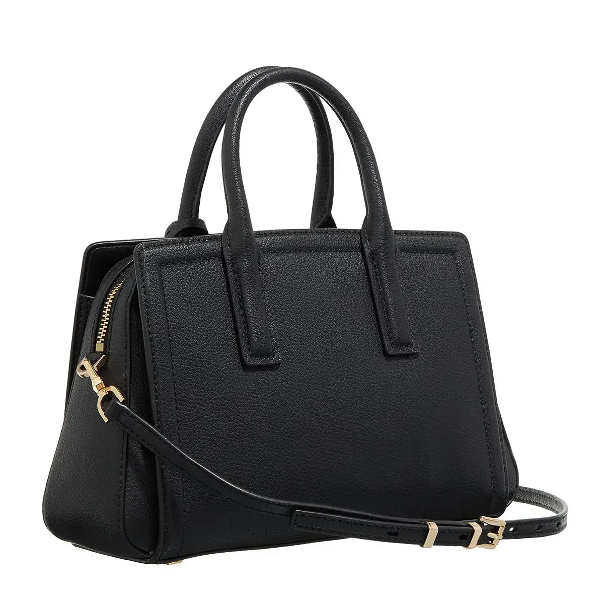 Strukturierte Leder-Satchel mit Logo-Anhänger