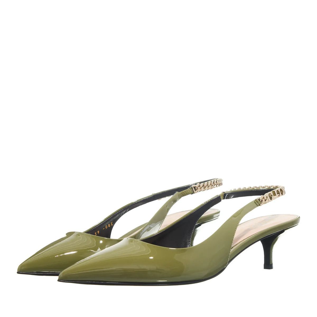 Olive Slingback Pumps mit Kitten Heel