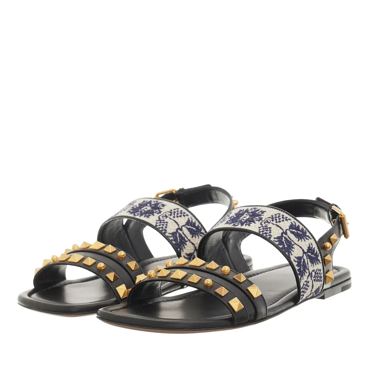 Flache Ledersandalen mit Nieten