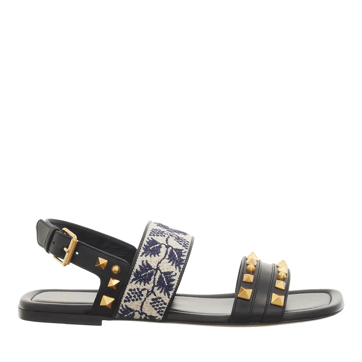 Flache Ledersandalen mit Nieten