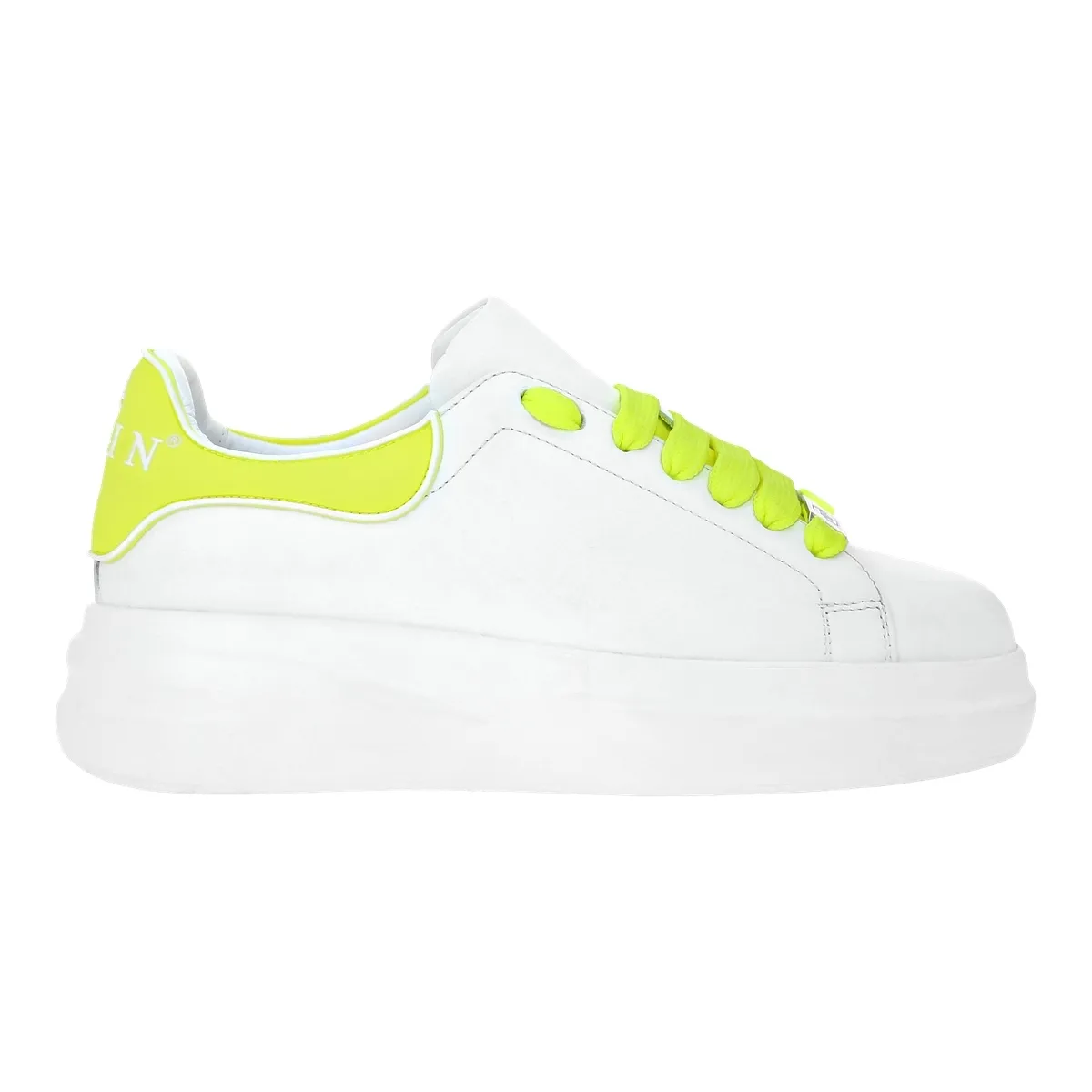 Weißer Leder-Low-Top-Plateau-Sneaker