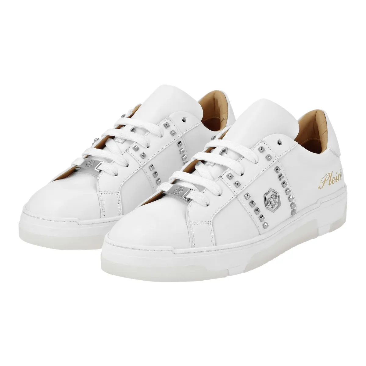 Leder-Sneaker mit Nieten