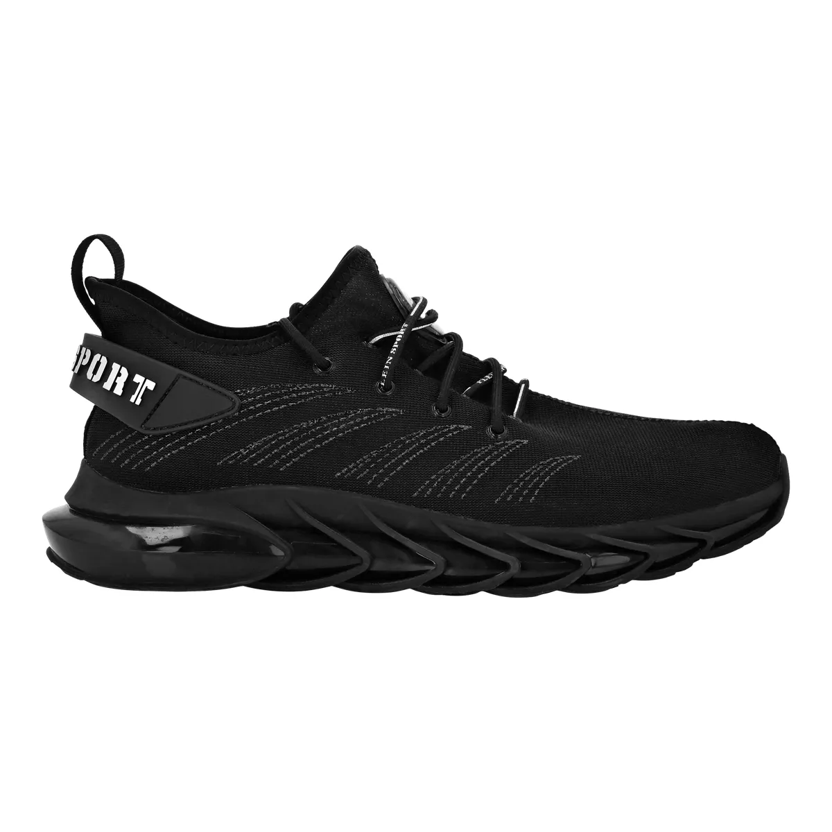 Schwarzer, sportlicher Laufschuh aus Strick