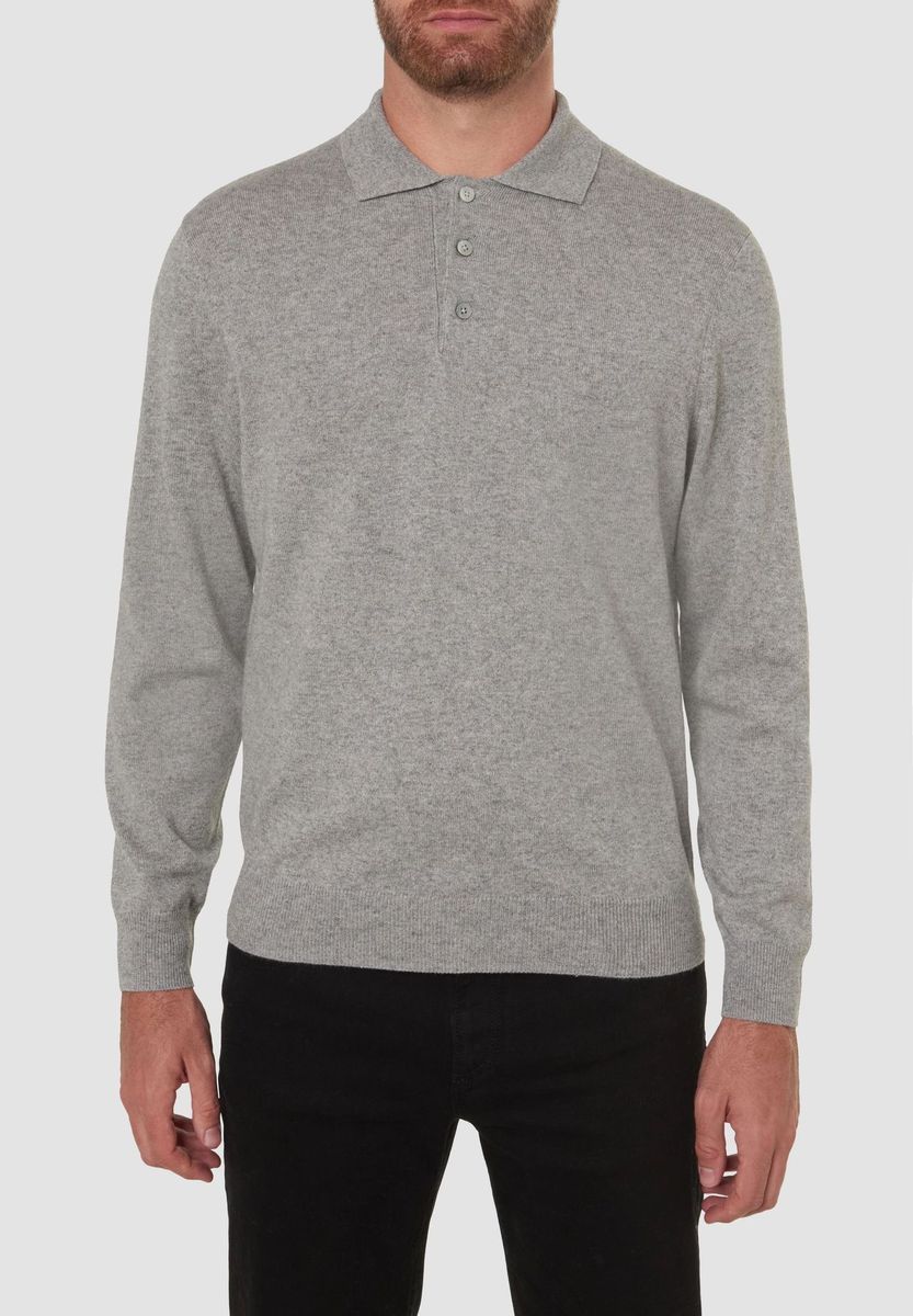 Herren Seide Kaschmir Polo Pullover