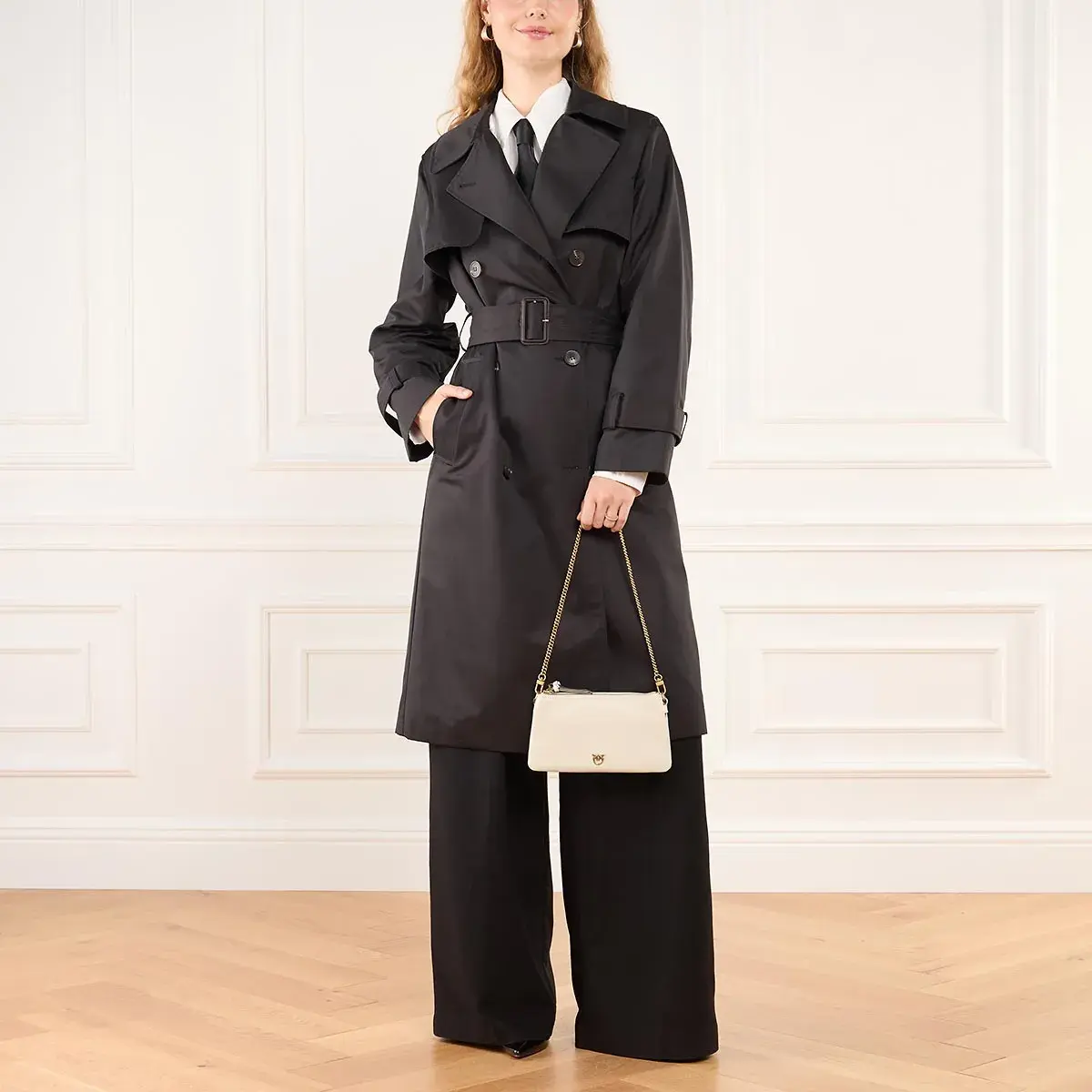 Elegante beige Leder-Umhängetasche