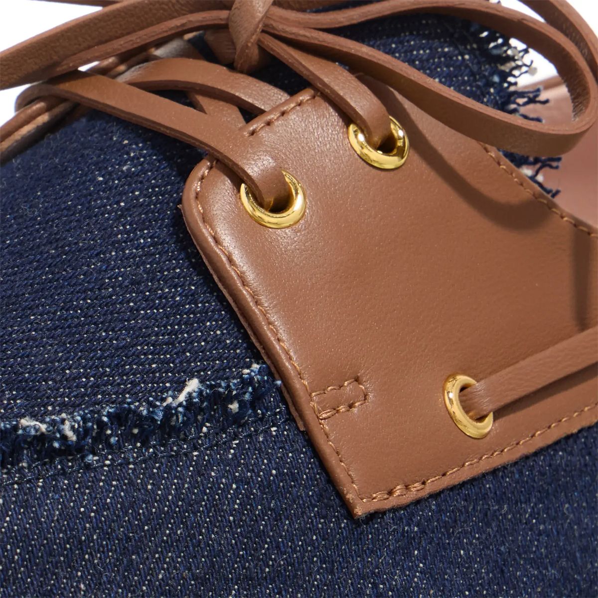 Bootsschuhe aus Denim mit Lederbesatz
