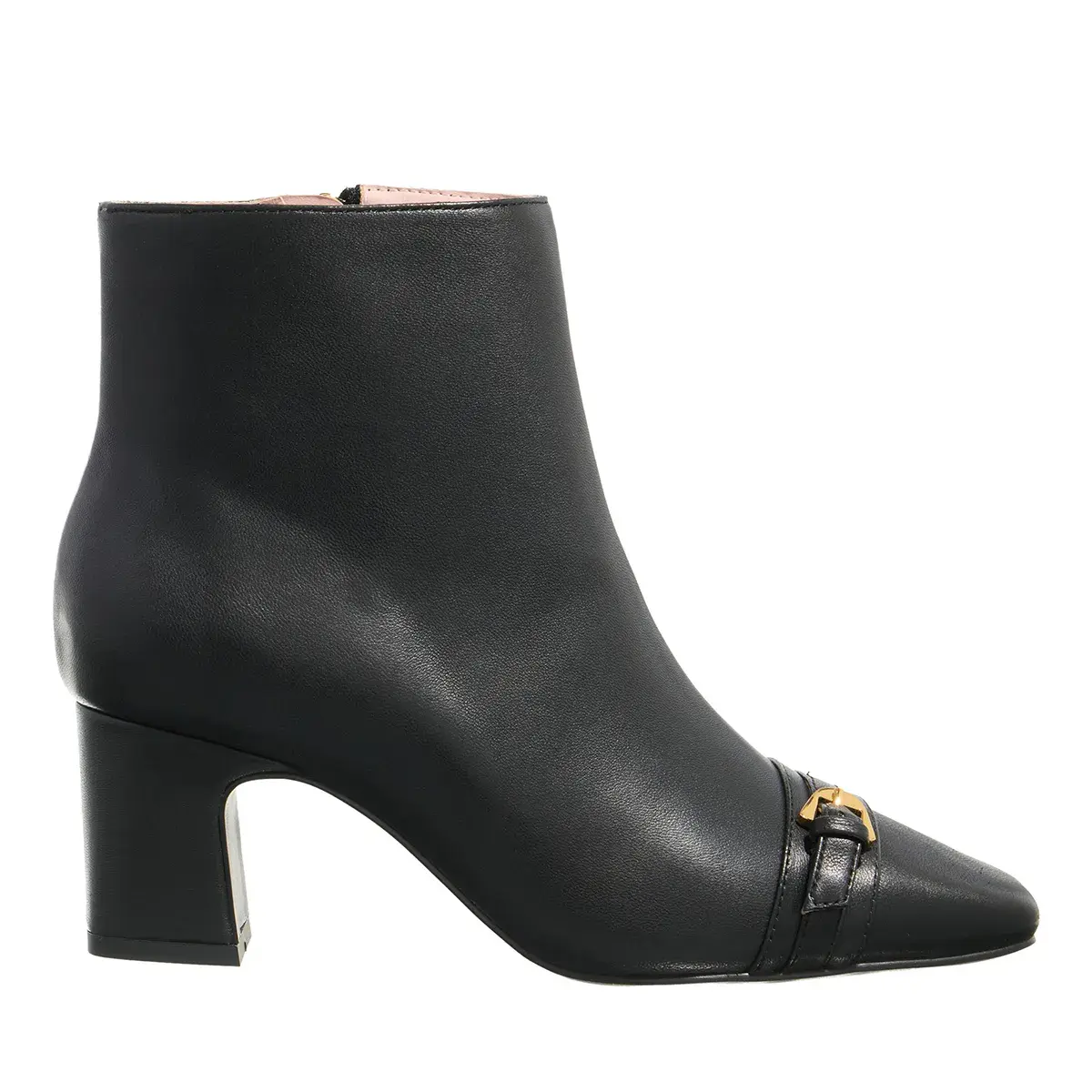 Schwarze Stiefeletten mit Absatz aus Leder