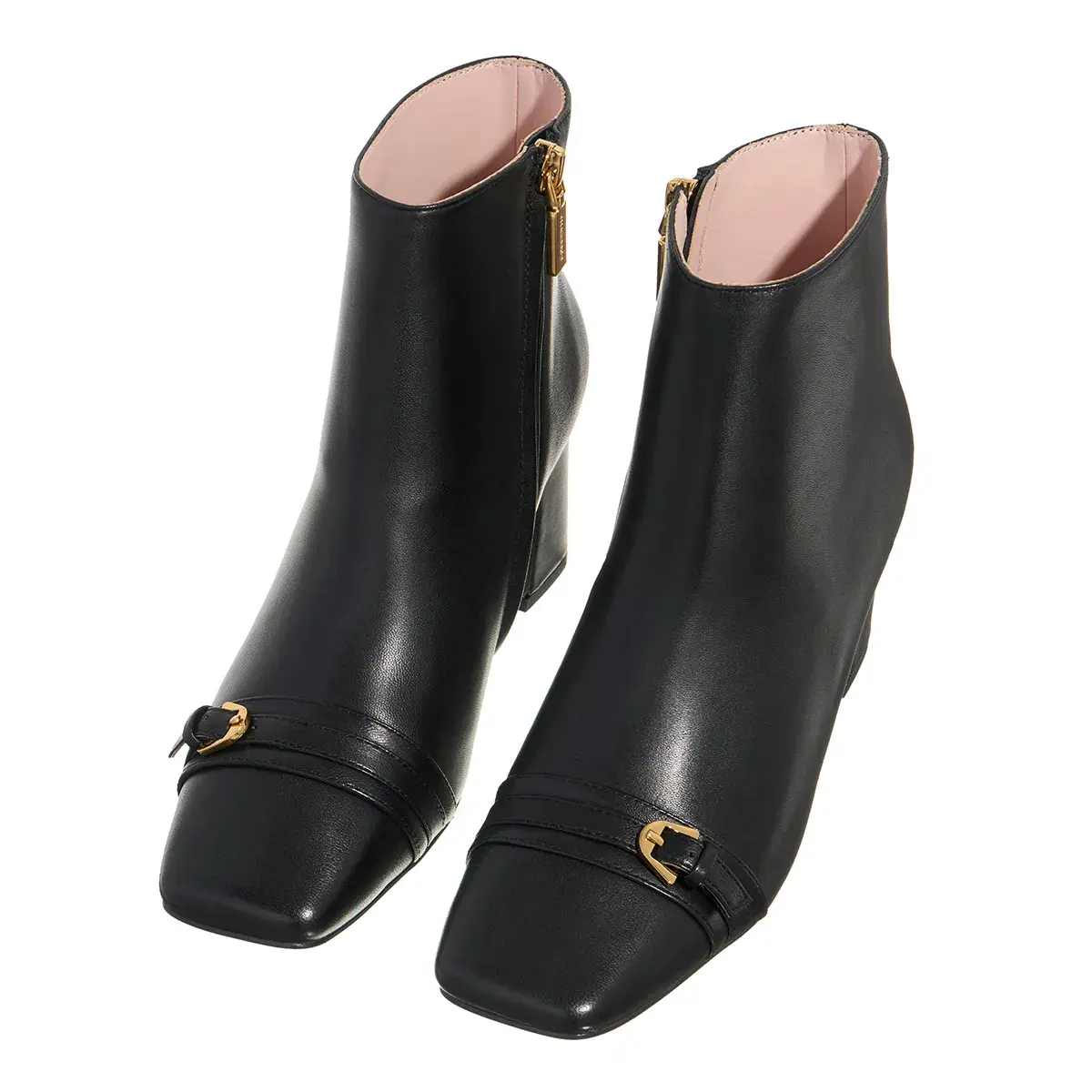 Schwarze Stiefeletten mit Absatz aus Leder
